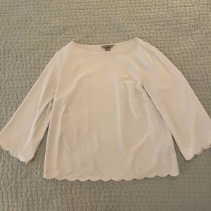 H&M White Scalloped Hem Blouse